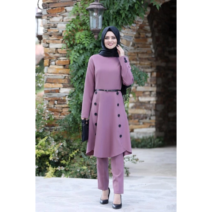 Pileli Takım Elbise MC0035 Gül Kurusu