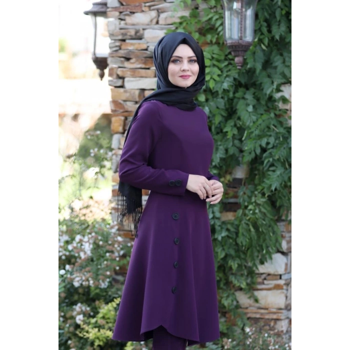 Pileli Takım Elbise MC0035 Mürdüm