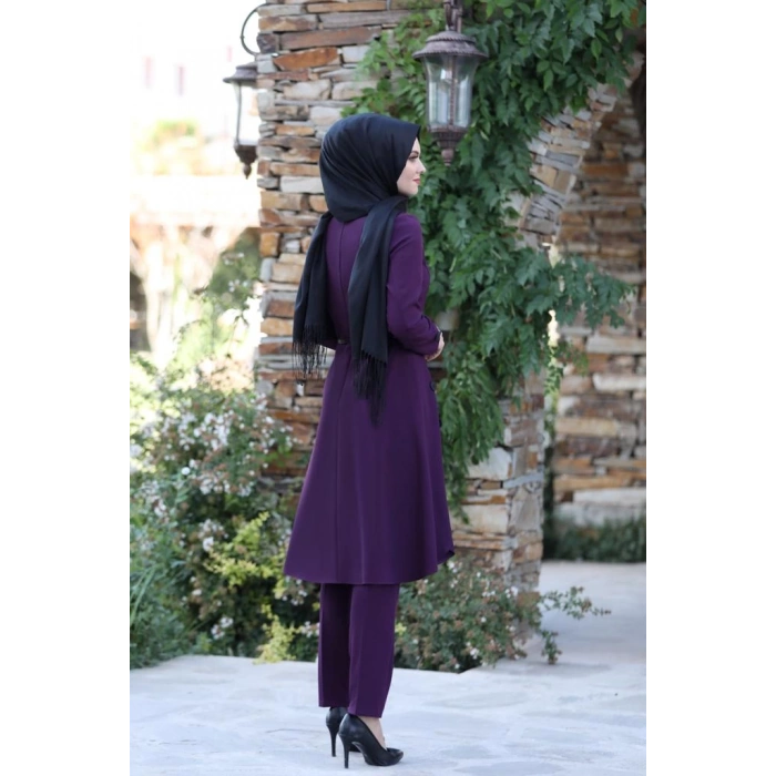 Pileli Takım Elbise MC0035 Mürdüm