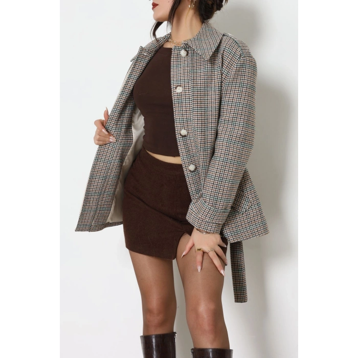 Pitikare Bağlamalı Ceket Vizon - 6325.001.