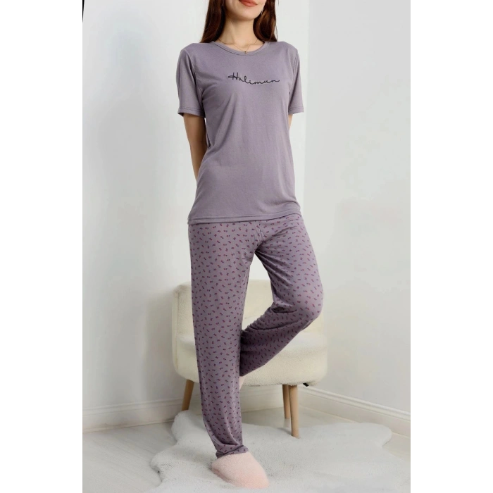 Poliviskon Pijama Takım Füme - 50779.1773.