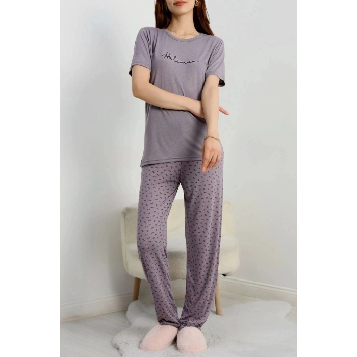 Poliviskon Pijama Takım Füme - 50779.1773.