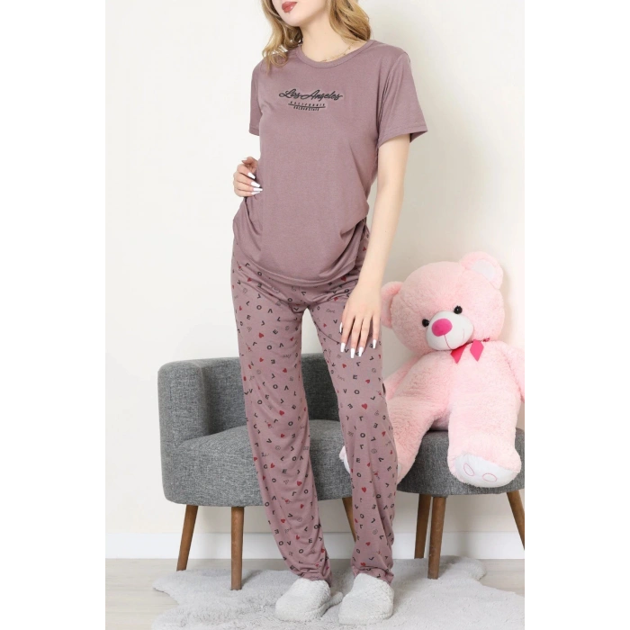 Poliviskon Pijama Takım Patlıcanmor - 50779.1773.