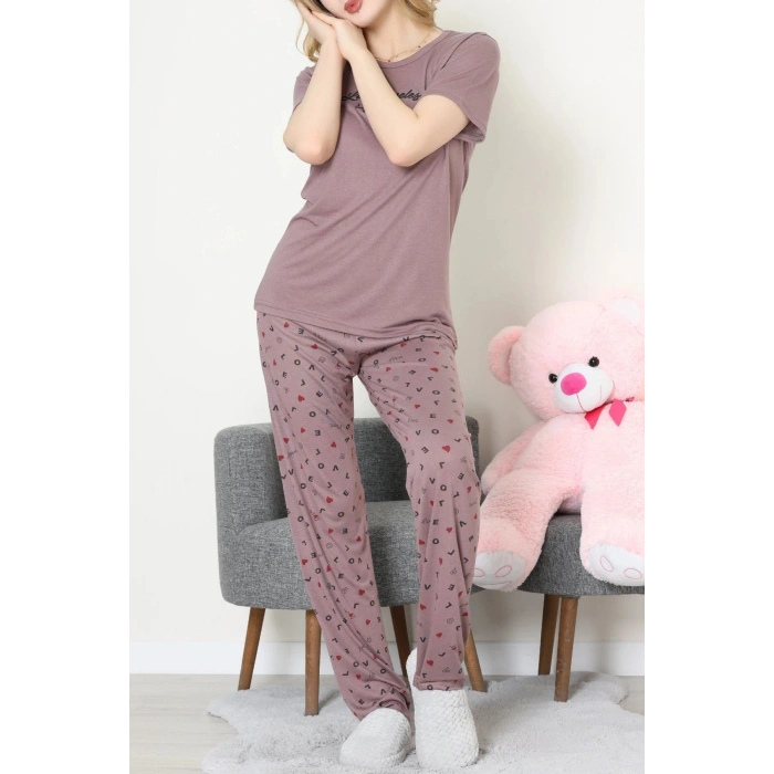Poliviskon Pijama Takım Patlıcanmor - 50779.1773.