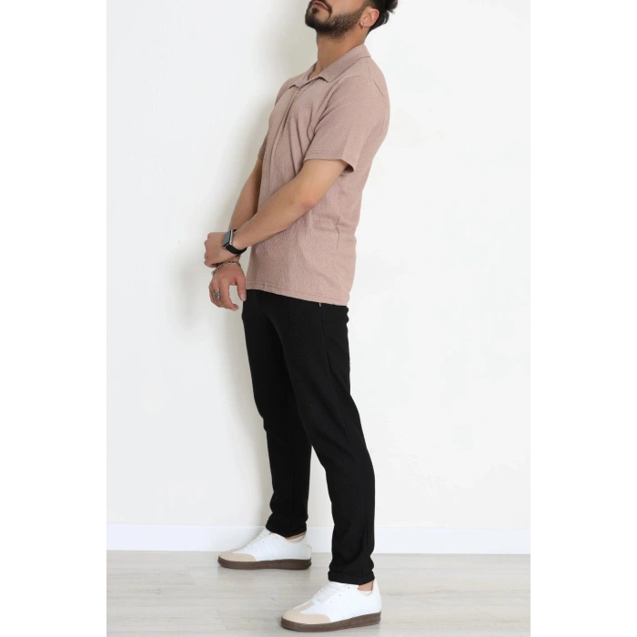 Polo Yaka Bürümcük Erkek Tişört Vizon - 70928.1937.