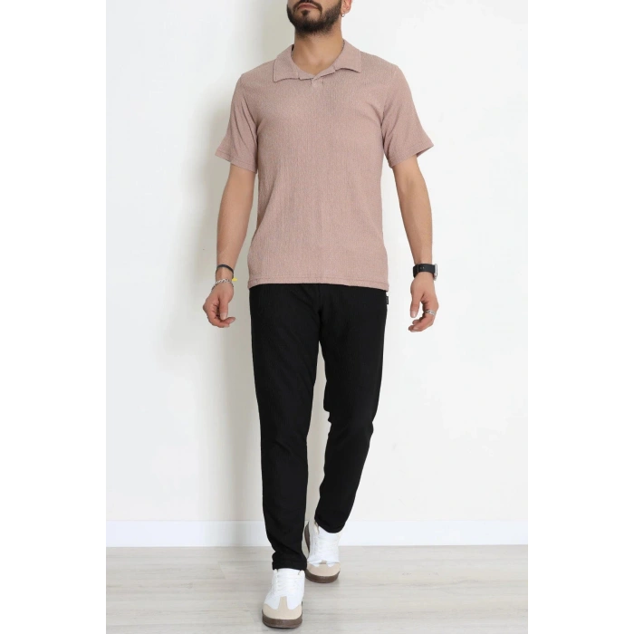 Polo Yaka Bürümcük Erkek Tişört Vizon - 70928.1937.