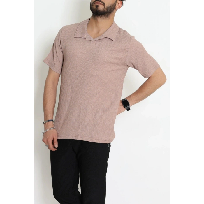 Polo Yaka Bürümcük Erkek Tişört Vizon - 70928.1937.