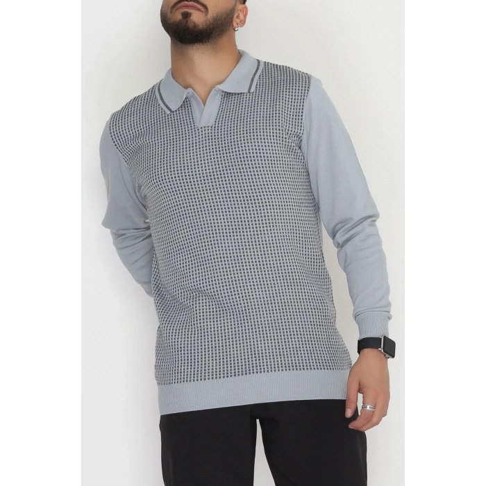 Polo Yaka Erkek Triko Gri - 2570.2052.