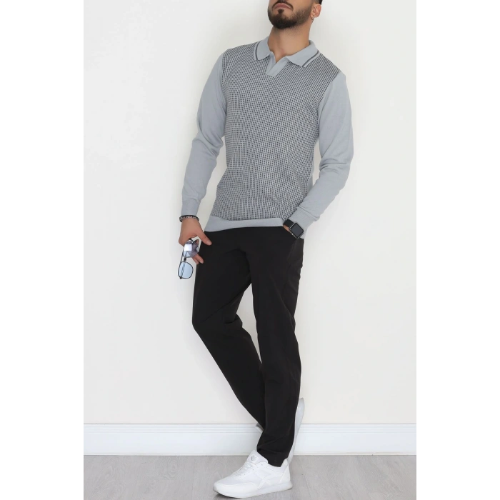 Polo Yaka Erkek Triko Gri - 2570.2052.