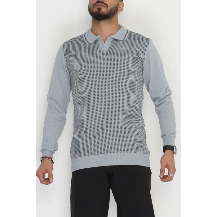 Polo Yaka Erkek Triko Gri - 2570.2052.