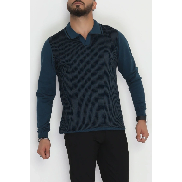 Polo Yaka Erkek Triko Petrol - 2570.2052.