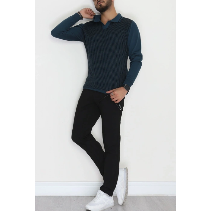 Polo Yaka Erkek Triko Petrol - 2570.2052.