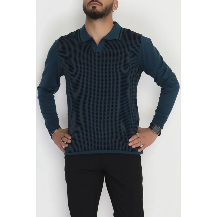 Polo Yaka Erkek Triko Petrol - 2570.2052.