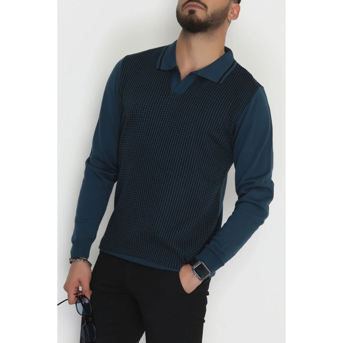 Polo Yaka Erkek Triko Petrol - 2570.2052.