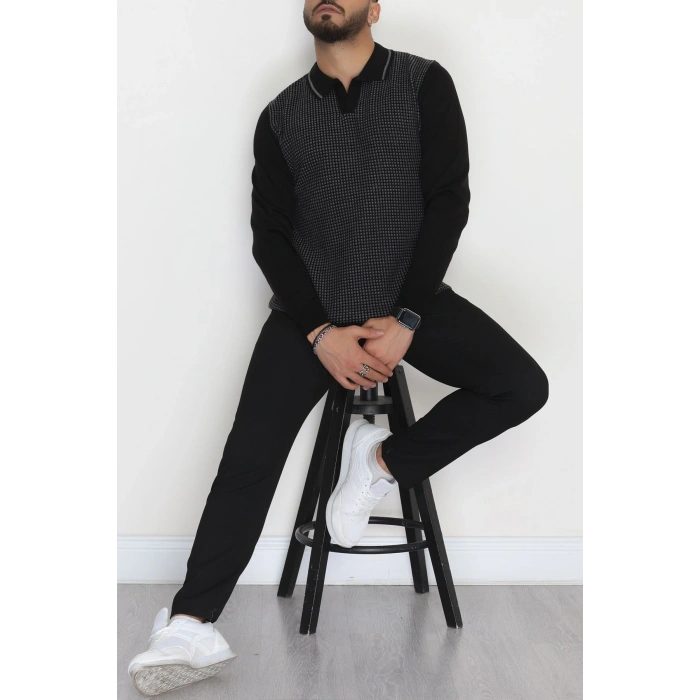 Polo Yaka Erkek Triko Siyah - 2570.2052.