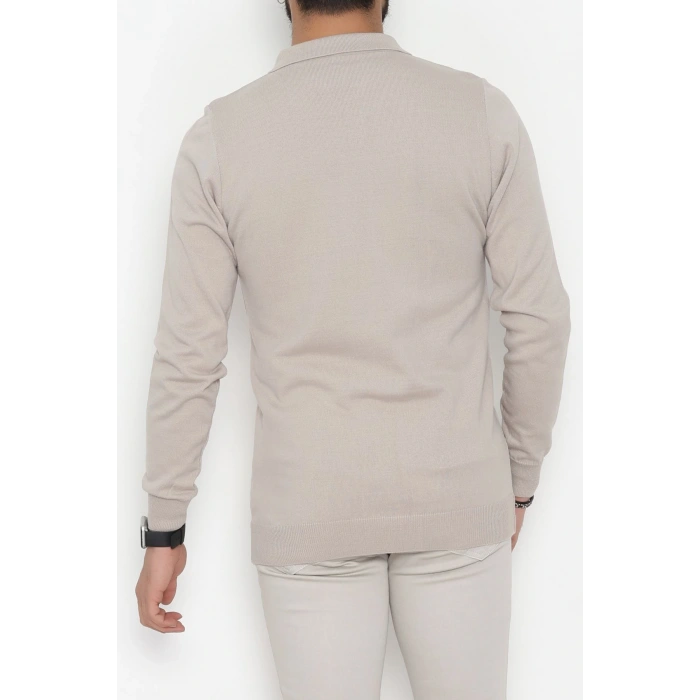 Polo Yaka Erkek Triko Sweat Vizon - 42529.2052.