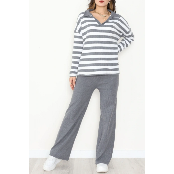 Polo Yaka Raporlu İnterlok Takım Fümebeyaz - 42738.1567.