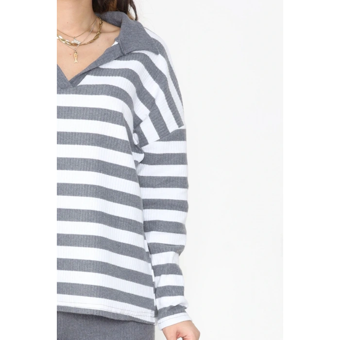 Polo Yaka Raporlu İnterlok Takım Fümebeyaz - 42738.1567.