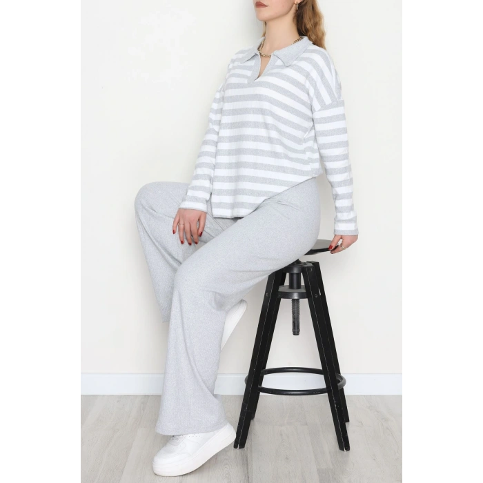 Polo Yaka Raporlu İnterlok Takım Gribeyaz - 42738.1567.