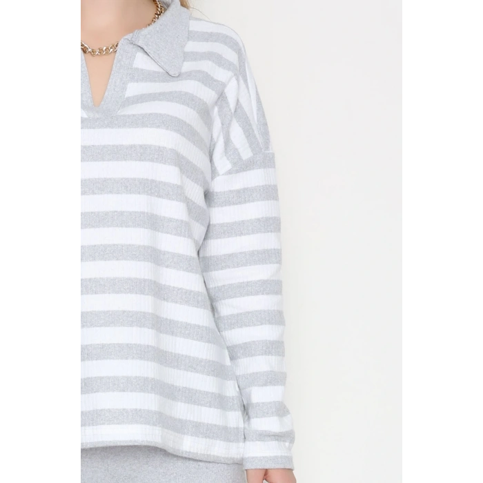 Polo Yaka Raporlu İnterlok Takım Gribeyaz - 42738.1567.