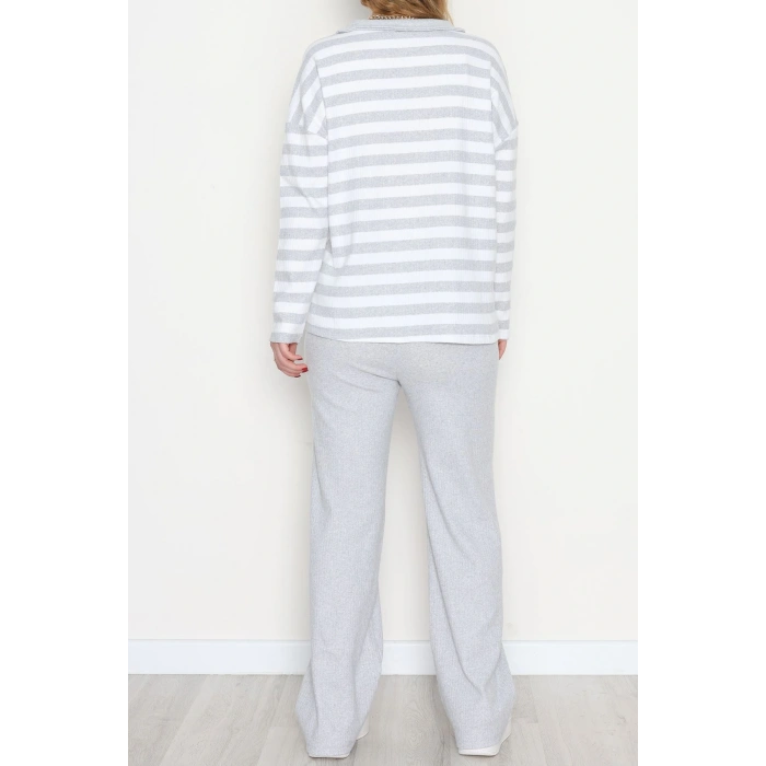 Polo Yaka Raporlu İnterlok Takım Gribeyaz - 42738.1567.