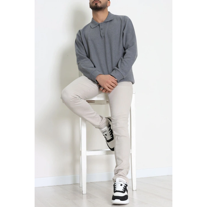 Polo Yaka Selanik Erkek Sweat Füme - 70863.1567.