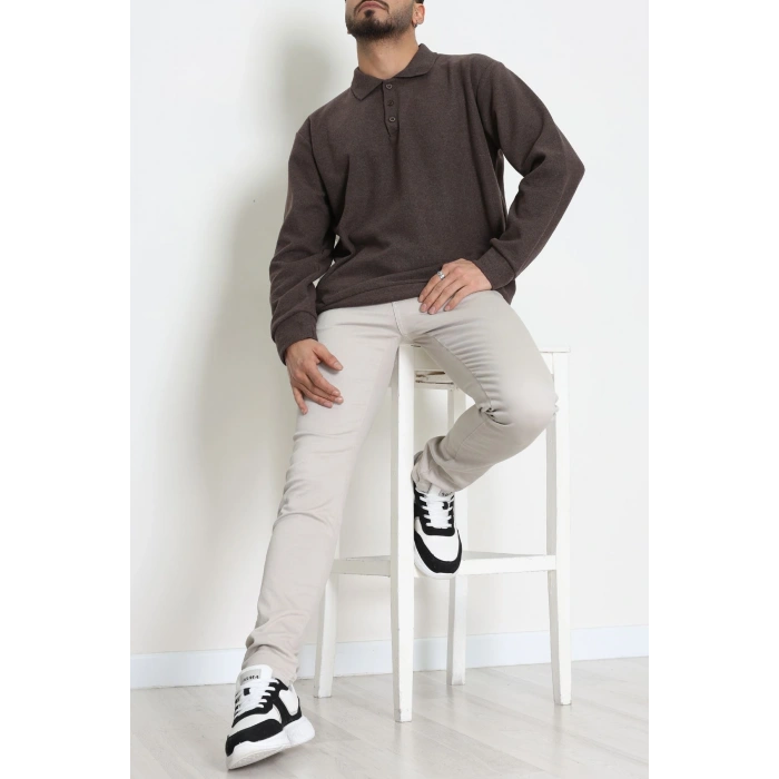 Polo Yaka Selanik Erkek Sweat Kahve - 70863.1567.