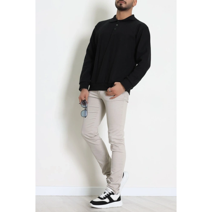 Polo Yaka Selanik Erkek Sweat Siyah - 70863.1567.