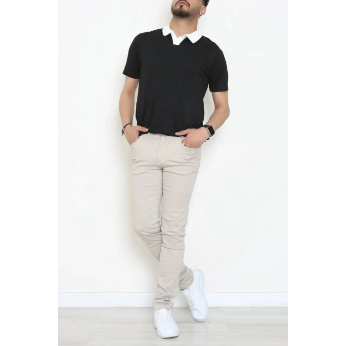 Polo Yaka Triko Tişört Siyah - 71597.2167.