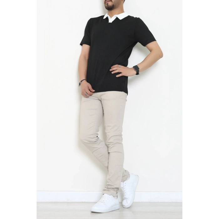 Polo Yaka Triko Tişört Siyah - 71597.2167.