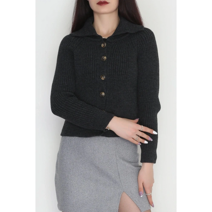 Polo Yaka Triko Hırka Antrasit - 2283.1765.