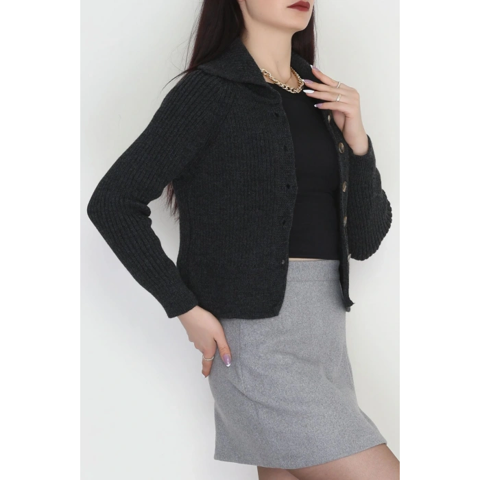 Polo Yaka Triko Hırka Antrasit - 2283.1765.