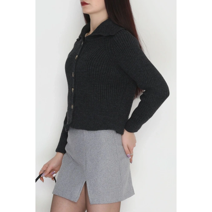 Polo Yaka Triko Hırka Antrasit - 2283.1765.