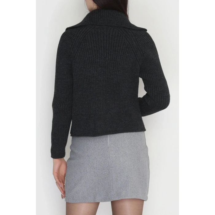 Polo Yaka Triko Hırka Antrasit - 2283.1765.