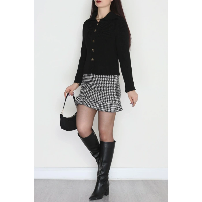 Polo Yaka Triko Hırka Siyah - 2283.1765.