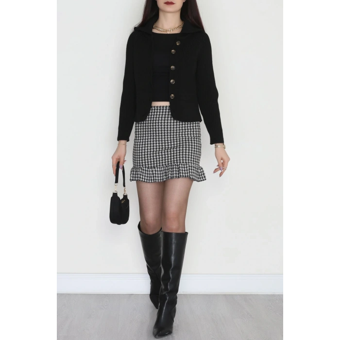 Polo Yaka Triko Hırka Siyah - 2283.1765.