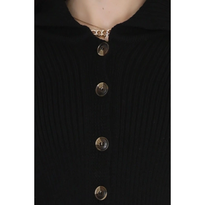 Polo Yaka Triko Hırka Siyah - 2283.1765.