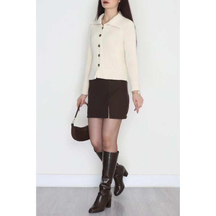 Polo Yaka Triko Hırka Taş - 2283.1765.