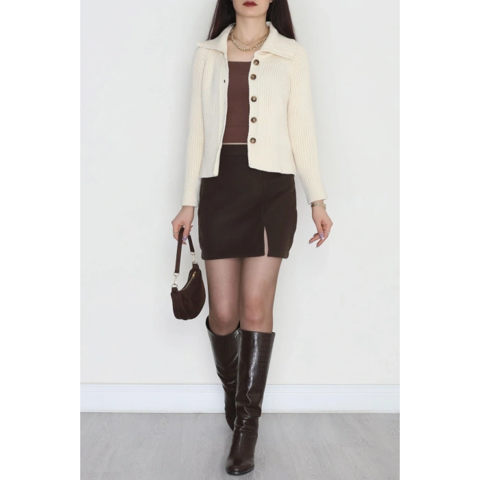 Polo Yaka Triko Hırka Taş - 2283.1765.