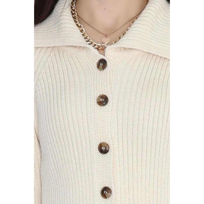 Polo Yaka Triko Hırka Taş - 2283.1765.