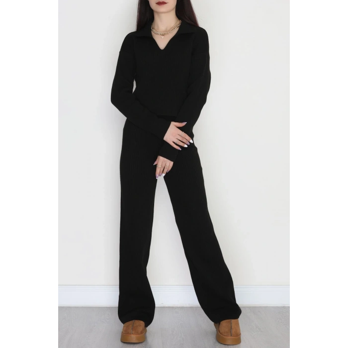 Polo Yaka Triko İkili Takım Siyah - 9191.1765.