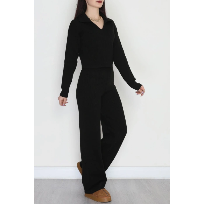 Polo Yaka Triko İkili Takım Siyah - 9191.1765.