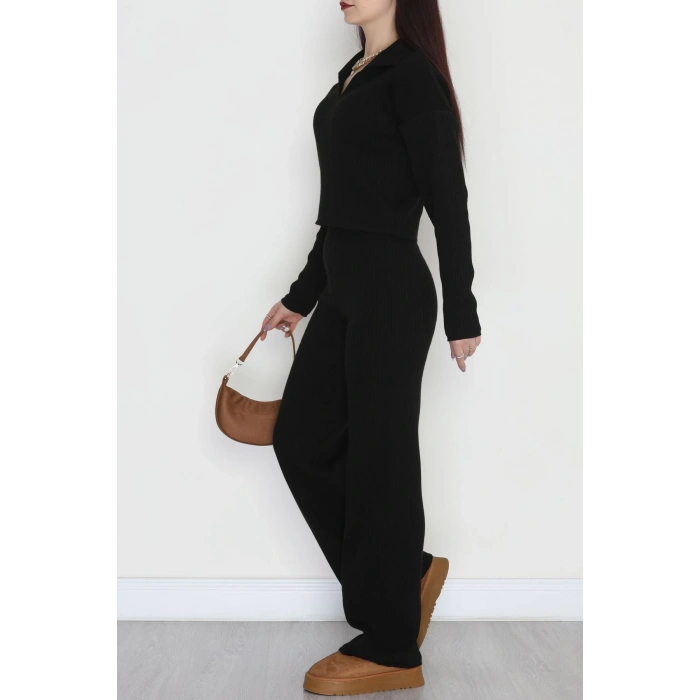 Polo Yaka Triko İkili Takım Siyah - 9191.1765.