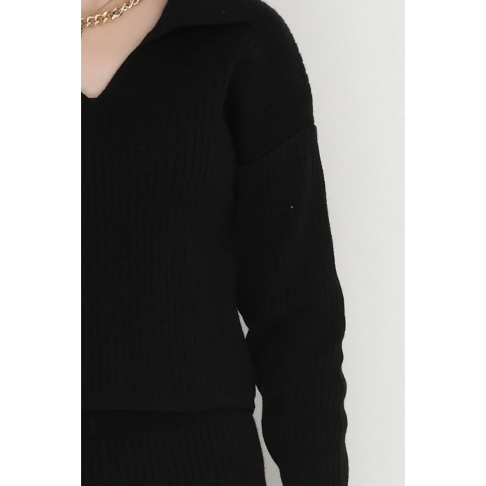 Polo Yaka Triko İkili Takım Siyah - 9191.1765.