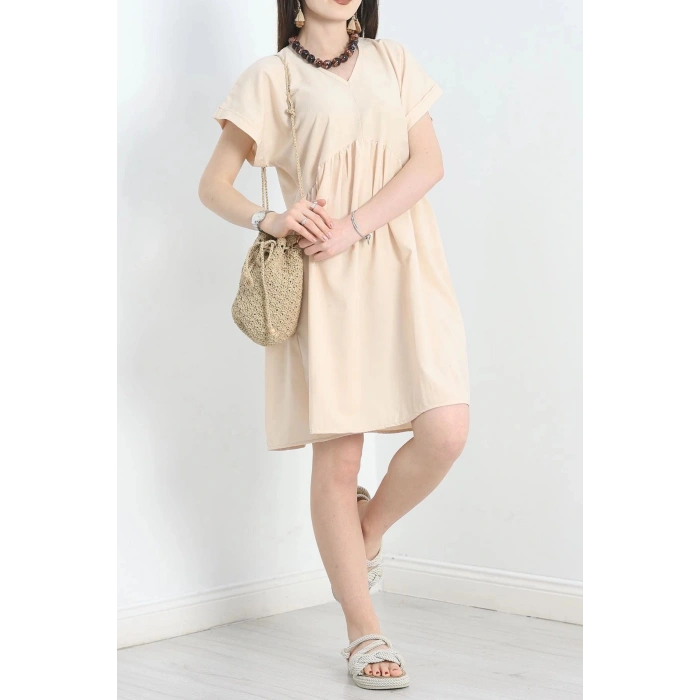 Poplin Kumaş Elbise Bej - 40978.701.
