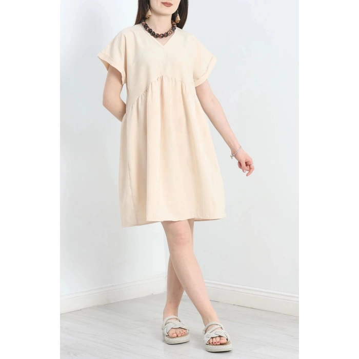 Poplin Kumaş Elbise Bej - 40978.701.