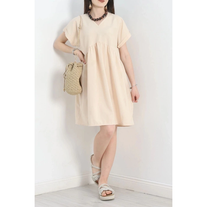 Poplin Kumaş Elbise Bej - 40978.701.