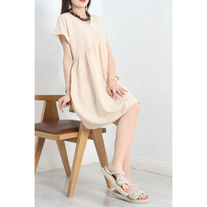 Poplin Kumaş Elbise Bej - 40978.701.