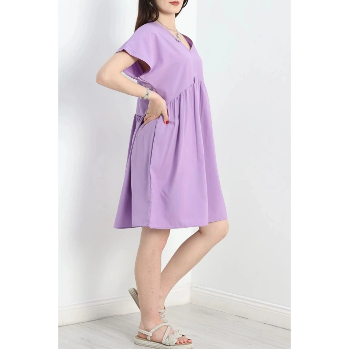 Poplin Kumaş Elbise Lila - 40978.701.
