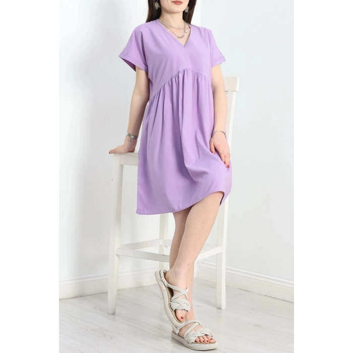 Poplin Kumaş Elbise Lila - 40978.701.